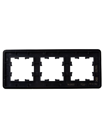IEK BRITE DECOR Черный/алюм металл. скругл.угол Рамка 3-м РУ-3-1-Бр RE AL