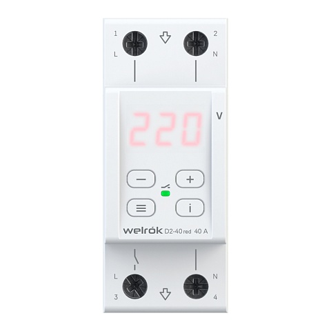 Реле напряжения Welrok D2-40 Red 40 А (max 50 A) 8 800 ВА