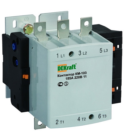Dekraft Контактор 265А 220В АС3 1НО+1НЗ КМ-103