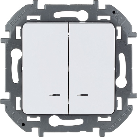 Legrand INSPIRIA Белый Выключатель двухклавишный с подсветкой/индикацией 10 AX - 250 В