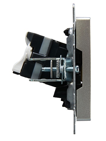 IEK BRITE Розетка компьютерная двойная RJ45 кат.5E РК10-2-БрА алюминий