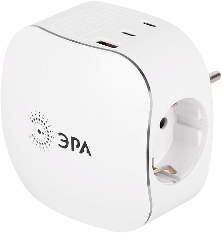 ЭРА SP-3e-3USBAC-W Разветвитель электрический на 3 розетки + 3 USB A+C с заземлением со шторками 16А белый
