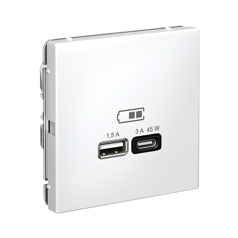Systeme Electric ArtGallery Белый USB Розетка A + тип-C 45Вт высокоскор.заряд. QC, PD, механизм