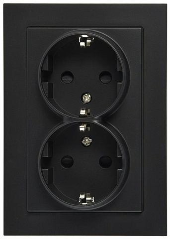 Jasmart G Черный матовый Розетка с/з двойная со шторками 16A 250V~