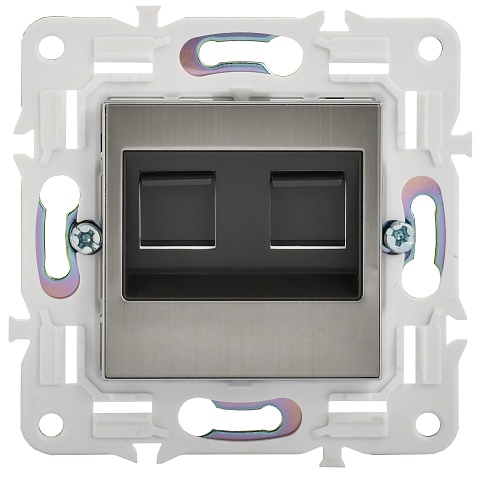 IEK SKANDY Никель Розетка компьютерная двойная RJ45 кат.6 SK-K04N