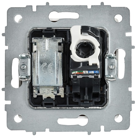 IEK BRITE Роз. двойная TV+RJ45 кат.5E РТВ/РК12-БрАБ а/б