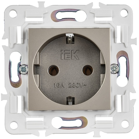 IEK SKANDY Шампань Розетка с/з без защитных шторок 16А SK-R05Sh