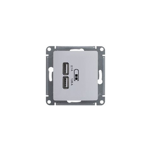 SE Glossa Бел Розетка USB 5В/2,1А, 2х5В/1,05А