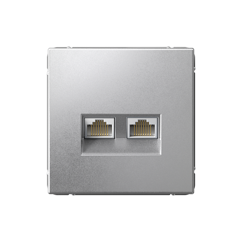 Systeme Electric ArtGallery Алюминий Розетка двойная компьютерная RJ45+RJ45, кат. 5е, механизм