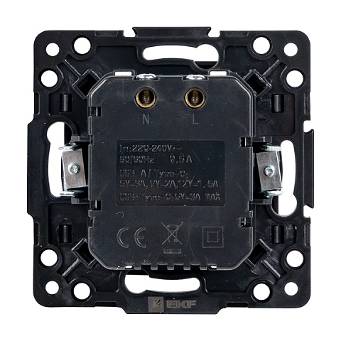 EKF PROxima Стокгольм Черный Розетка с 2USB type A+C
