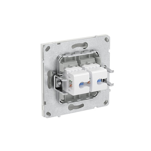 DKC KANT Компьютерная розетка RJ-45 без шторки, кат.5е двойная, белый песок