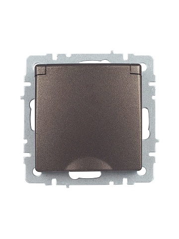 IEK BRITE Розетка 1-местная с заземлением с защитными шторками и крышкой 16А IP20 РСбш10-3-БрТБ темная бронза