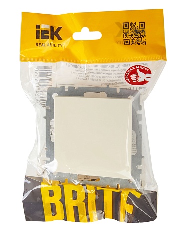 IEK BRITE Выключатель 1-клавишный проходной 10А ВС10-1-6-БрКр бежевый