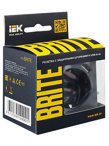 IEK BRITE Роз. с з/к/ш 16А с USB A+A 3,1А РЮш10-2-БрМ мар.