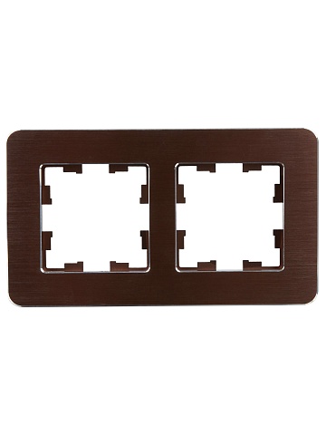 IEK BRITE DECOR Коричневый металл скругл.угол Рамка 2-мест. РУ-2-1-Бр RE AL