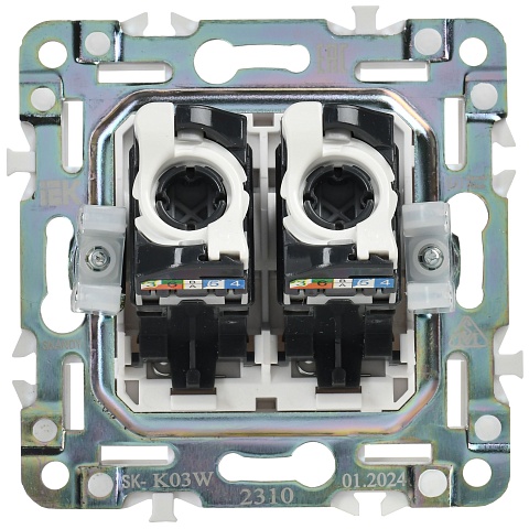 IEK SKANDY Арктический белый Розетка компьютерная двойная RJ45 кат.5E SK-K03W