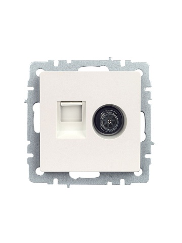 IEK BRITE Розетка двойная TV+RJ45 кат.5E РТВ/РК12-БрЖ жемчуг