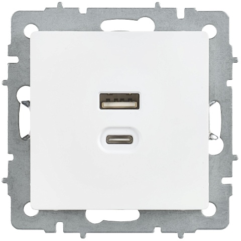 IEK BRITE Роз. USB A+C 45Вт высокоск. зар. РЮ11-2-БрАБ а/б