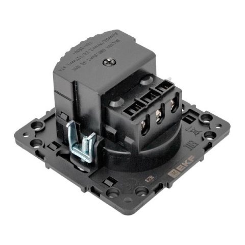 EKF Стокгольм Механизм Розетки 1-местной с/з, USB 2A 16А винтовые клеммы черный с защ. штор..