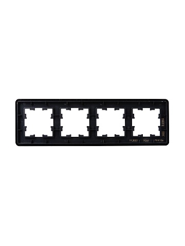 IEK BRITE DECOR Черный/алюм металл. скругл.угол Рамка 4-м РУ-4-1-Бр RE AL