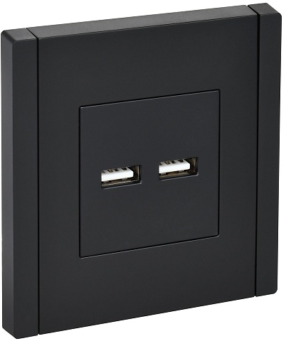 IEK FORTE&PIANO Черный Розетка USB A+A 3,1А FP149
