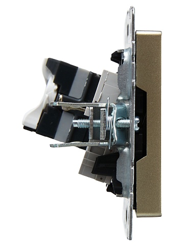 IEK BRITE Розетка двойная RJ11+RJ45 кат.5E РК/Т12-БрШ шампань