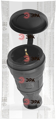 ЭРА Розетка R8-B-IP44 каучуковая c заземлением прямая 16A IP44 черная