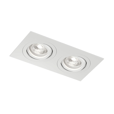 Denkirs DK2112-WH Встраиваемый влагозащищённый светильник HYDRO, IP44, 2×15 Вт LED макс., GU10, алюминий, белый