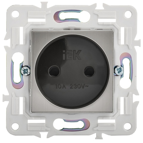 IEK SKANDY Никель Розетка б/з с защитными шторками 10А SK-R01N