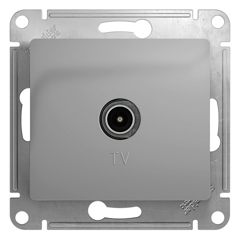 SE Glossa Алюминий Розетка TV проходная 4DB
