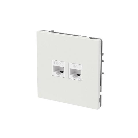 DKC KANT Компьютерная розетка RJ-45 без шторки, кат.5е двойная, белый песок