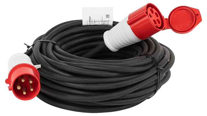 ЭРА Удлинитель силовой IND380-U-1e-5x2,5-10m-IP44 на 380В в бухте 1 розетка CEE 5P 10м КГ 5х2,5 32A IP44