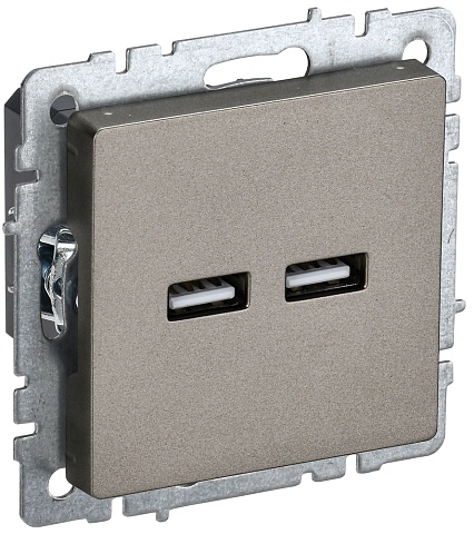 IEK BRITE Роз. USB A+A 3,1А РЮ10-1-БрШ шамп.