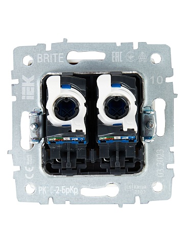 IEK BRITE Розетка компьютерная двойная RJ45 кат.5E РК10-2-БрКр бежевый