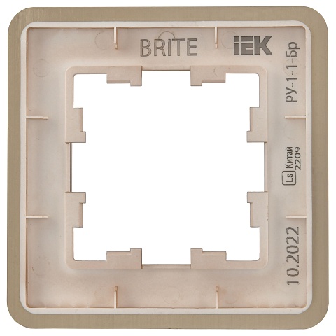 IEK BRITE DECOR Шампань металл скругл.угол Рамка 1-м РУ-1-1-Бр RE AL