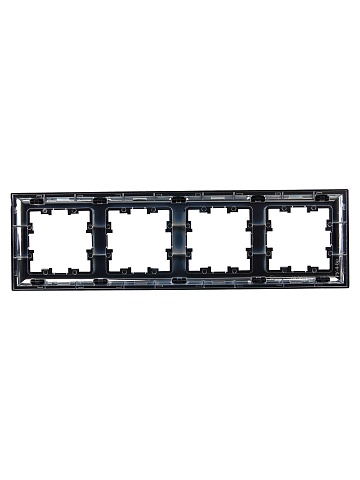 IEK BRITE DECOR Черный/хром 3D-форма Рамка 4-мест. РУ-4-Бр