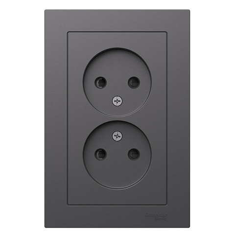 Systeme Electric AtlasDesign Базальт Розетка двойная б/з со шторками,16А, в сборе