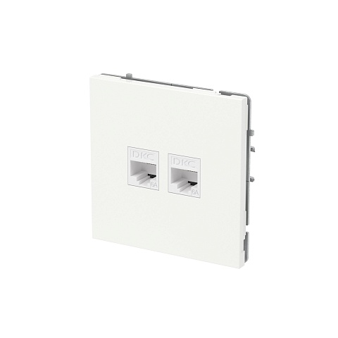 DKC KANT Компьютерная розетка RJ-45 без шторки, кат.6А двойная, белая магнолия