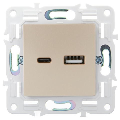 IEK SKANDY Песочный Розетка USB A+C 3,1А SK-R14Sa