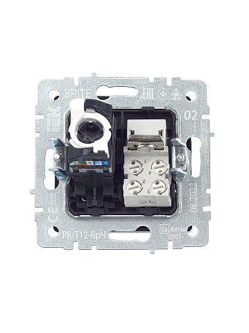 IEK BRITE Розетка двойная RJ11+RJ45 кат.5E РК/Т12-БрЧ черный