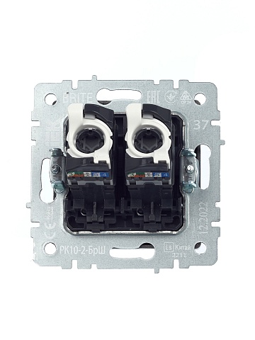 IEK BRITE Розетка компьютерная двойная RJ45 кат.5E РК10-2-БрШ шампань
