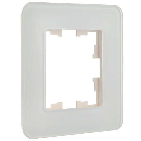 IEK BRITE DECOR Белый матовый стекло скругл.угол Рамка 1-м РУ-1-2-Бр RE