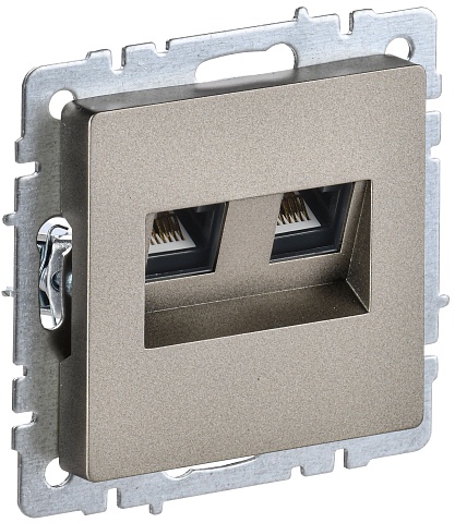 IEK BRITE BASE Шампань Розетка комп. 2-ая RJ45 кат.6 РК11-2-БрШ