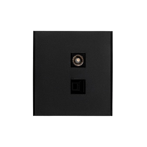 KRANZ STRONG Розетка компьютерная RJ45 кат6 + TV с/у антрацит, с 1-пост. рамкой