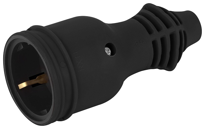 ЭРА Розетка RX11-B-IP44 каучуковая c заземлением 16А IP44 прямая черная