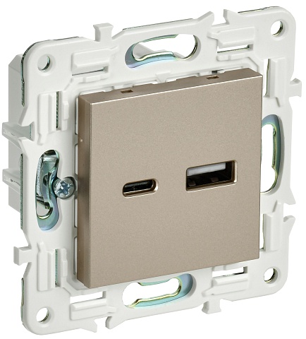 IEK SKANDY Шампань Розетка USB A+C 18Вт SK-R13Sh