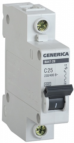 IEK GENERICA Автоматический выключатель ВА47-29 1Р 25А 4,5кА (С)