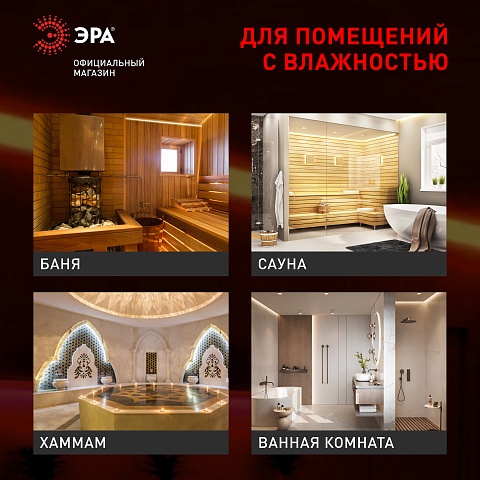 ЭРА Лента светодиодная термостойкая для бани LS2835-9,6-120-24-4000K-IP68-3 year-5m дневной белый