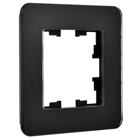 IEK BRITE DECOR Черный матовый стекло скругл.угол Рамка 1-мест. РУ-1-2-Бр RE