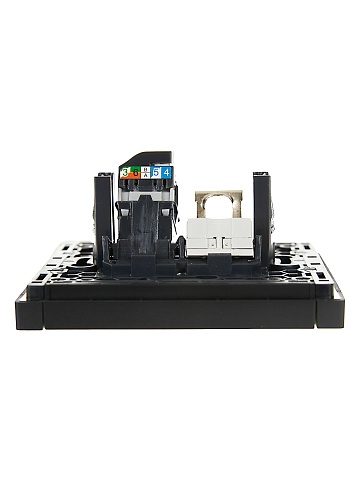 IEK FORTE&PIANO Черный Розетка двойная RJ11+RJ45 кат.5E FP135